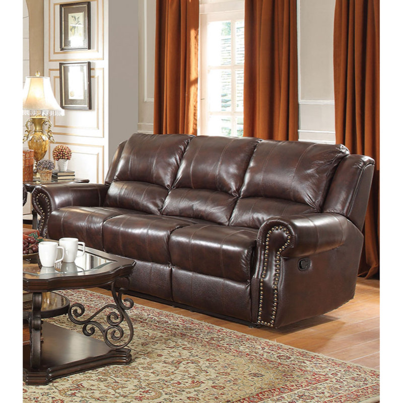 Red Barrel Studio® Lidiaídia 90" Genuine Leather Rolled Arm Reclining